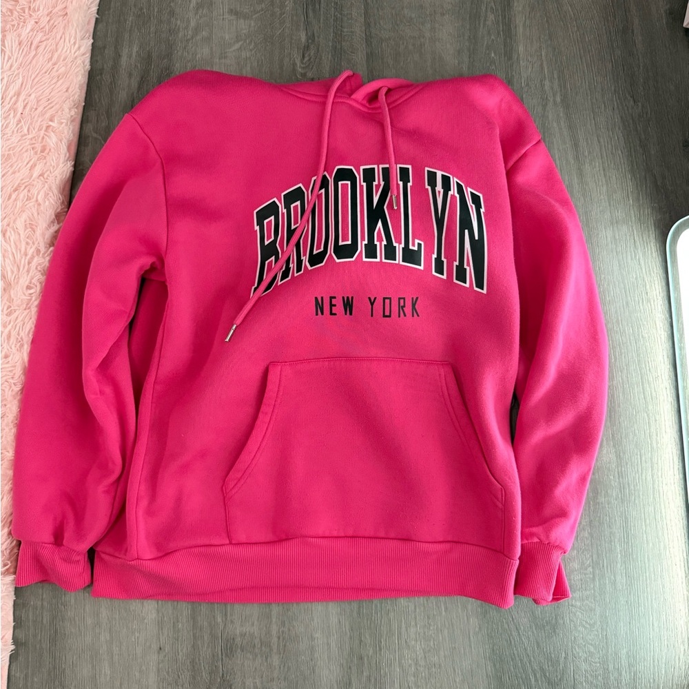 SHEIN Vibrant Pink Fleece Hoodie